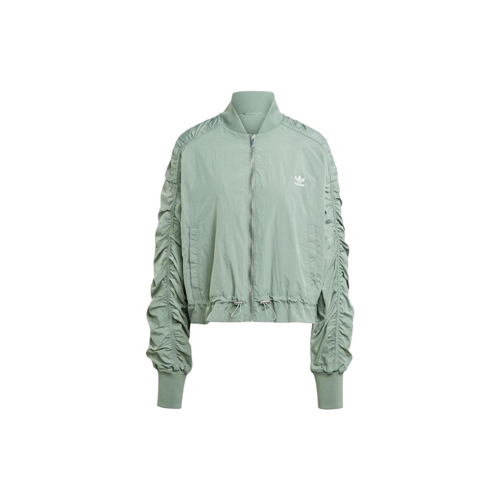 Adidas Originals Lightweight Bomber Jacket With Three-Stripes Loose Short Style Women Jackets Trace-Green IY3421