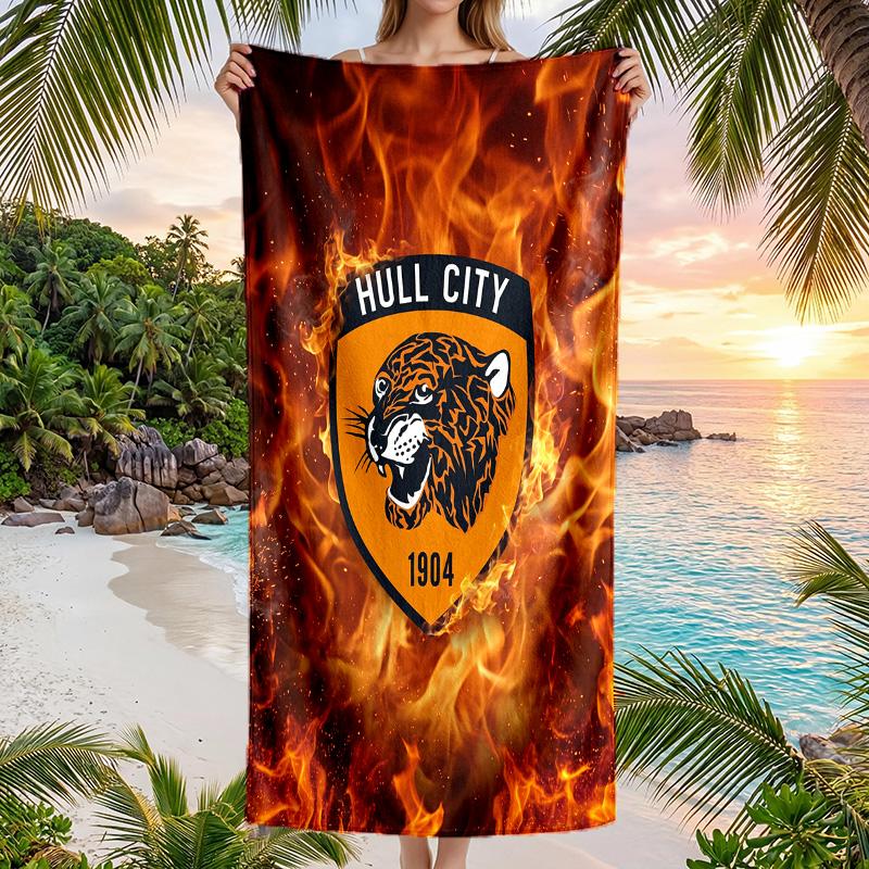 Пляжное полотенце Hull City Football Мягкое из микрофибры Летнее полотенце Быстросохнущее Впитывающее полотенце для пляжа Бассейна Путешествий