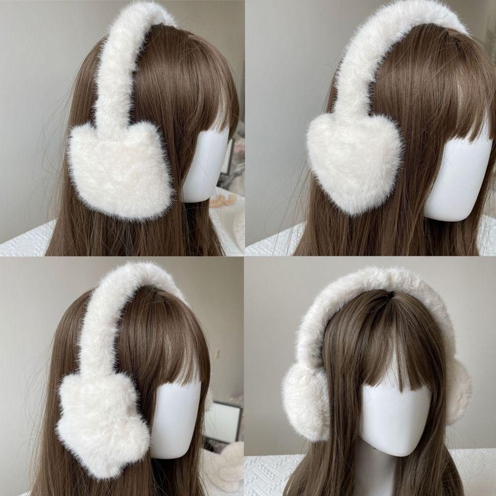 Winter Ear Protection Fluffy Ear Muffs Star/Heart/Cat Design Plush Earmuffs  Girl Gifts