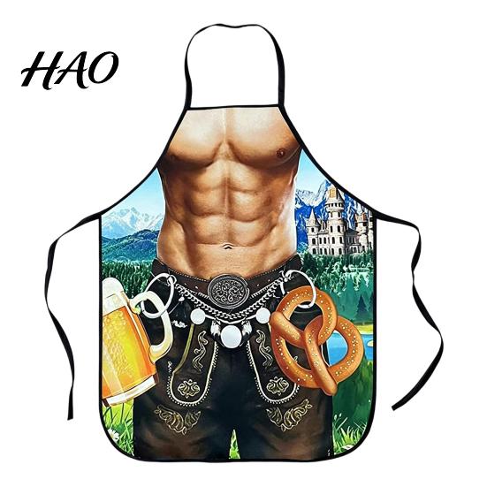 Fun Party Costume Accessories for Adults Funny Bavarian Beer Festival Apron, 3D Digital Print Polyester Kitchen Bib, Oktoberfest Aprons And