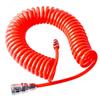 PLEAVIT Spiral Air Hose, 8mm Inner Diameter, 12mm Outer Diameter, 3m, One-Touch Coupler, PU Urethane, Red