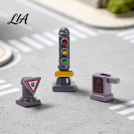 Наборы для создания сцен DIY 8 шт. Мини-фигурки дорожных знаков, Декорации-имитация дорожных ограждений, Крошечные реалистичные модели дорожных сооружений Легкие,