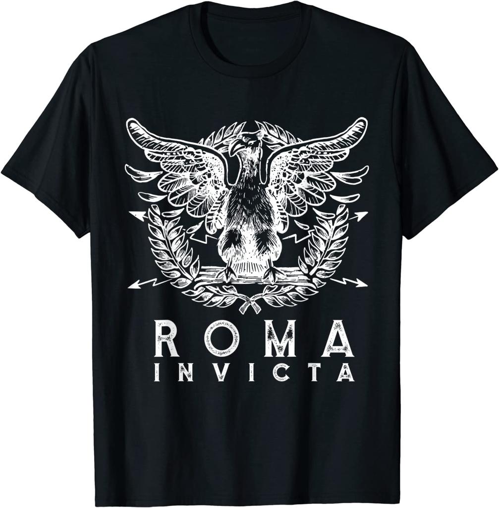 Roma Invicta RoУнисекс Империя SPOR Древний Рим Унисекс Футболка с коротким рукавом Повседневная 100% Хлопок Круглый вырез Летняя рубашка