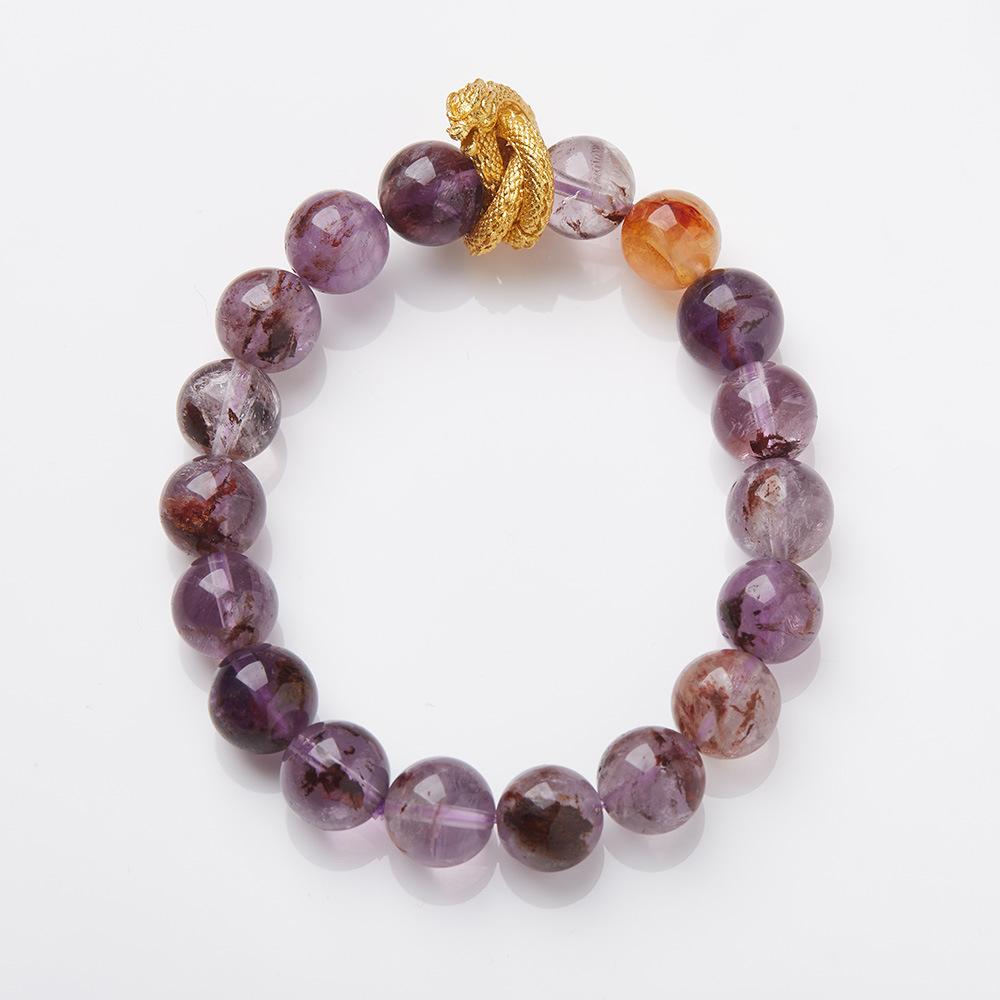 Nine Purple Fire Energy Bracelet Beads for Women, Amethyst, Purple Phantom Quartz, Natural Crystal, Decorative Bracelet, Jewelry