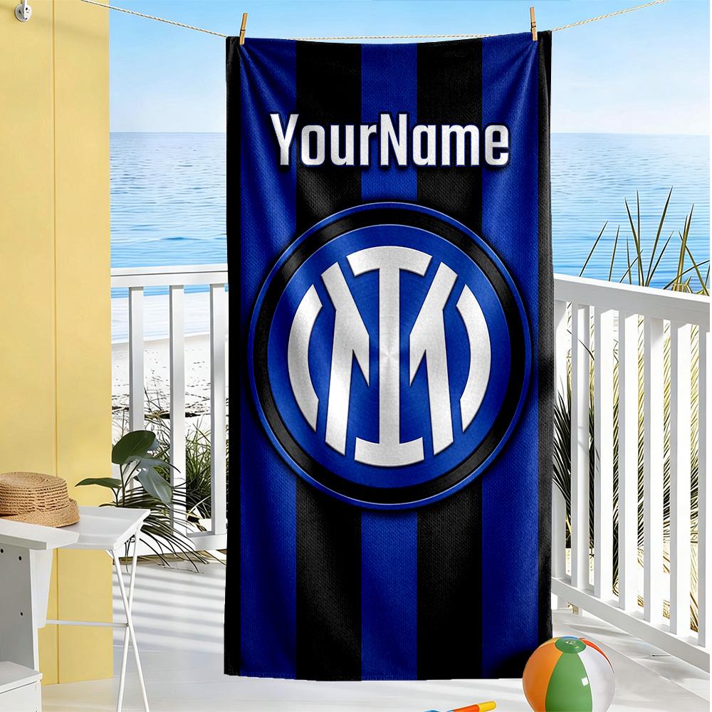 Inter Milan Personalized Name Beach Towel Quick-Dry Soft Microfiber Portable for SwimmingBeachCamping Travel Beach AccessoriesGym