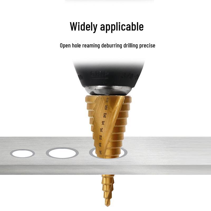4-32mm Triangle Shank Titanium Spiral Flute Step Drill Bit, 4241 Material, Multi-Purpose Tower Drill