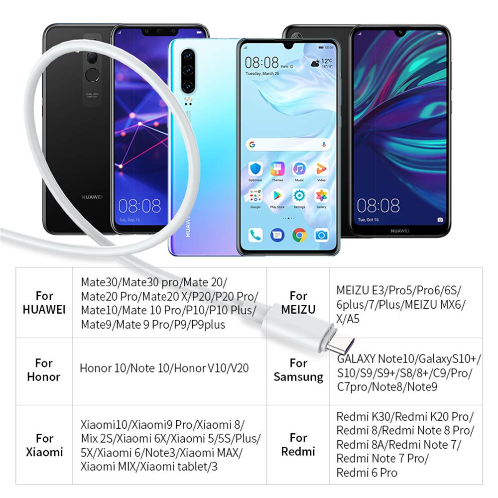 Быстрая зарядка 5A USB Type C кабель для Samsung S20 S9 S8 Xiaomi P30 Mate40 Pro мобильный телефон зарядный провод белый черный кабель