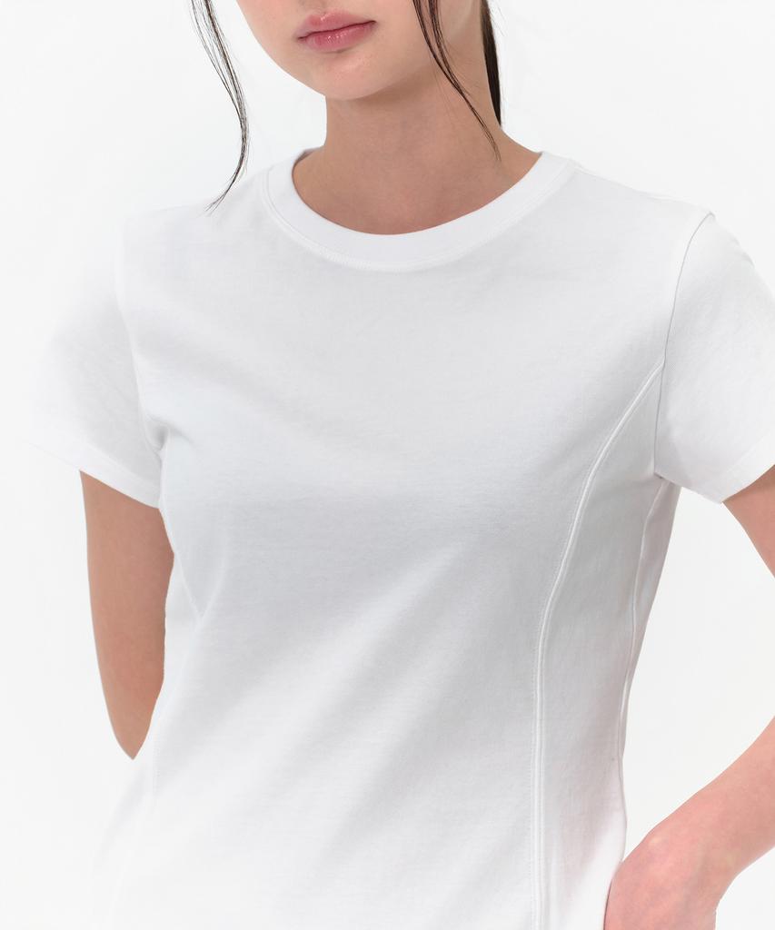 MUSINSA STANDARD WOMAN Женская футболка с круглым подолом [Белый]