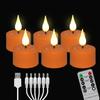 6/12PCS LED Candle Electronic Use Charging Flameless Flicker Tealight Timed Remote Orange Black Candle Wholesale Decorative