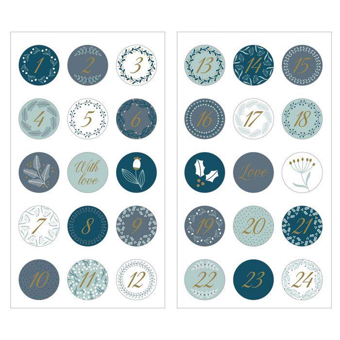 Stickers Ronds - Artemio - Splendid Christmas - 24 Autocollants 3D - Calendrier de l'Avent - Mixte