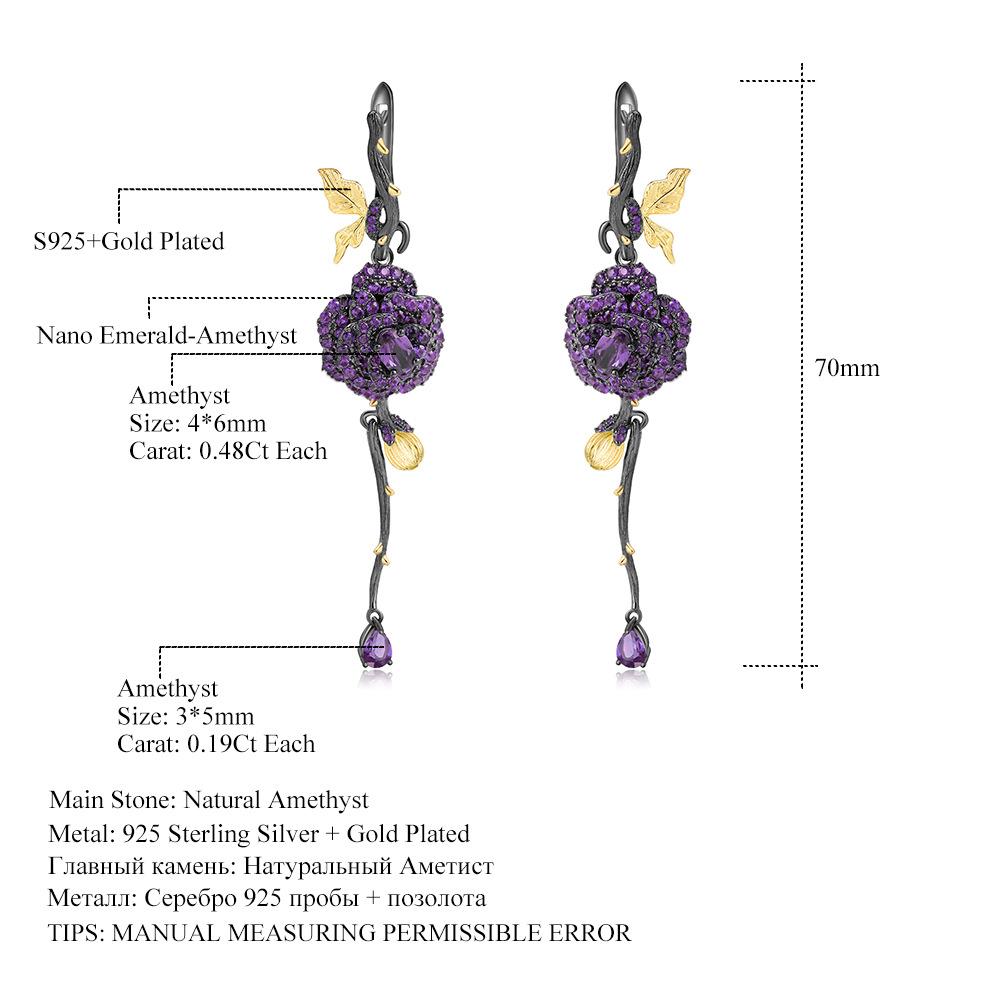 Оригинальные дизайнерские серьги, натуральный стиль, дизайн розы, серебряные серьги s925, серьги-сокровища натурального цвета