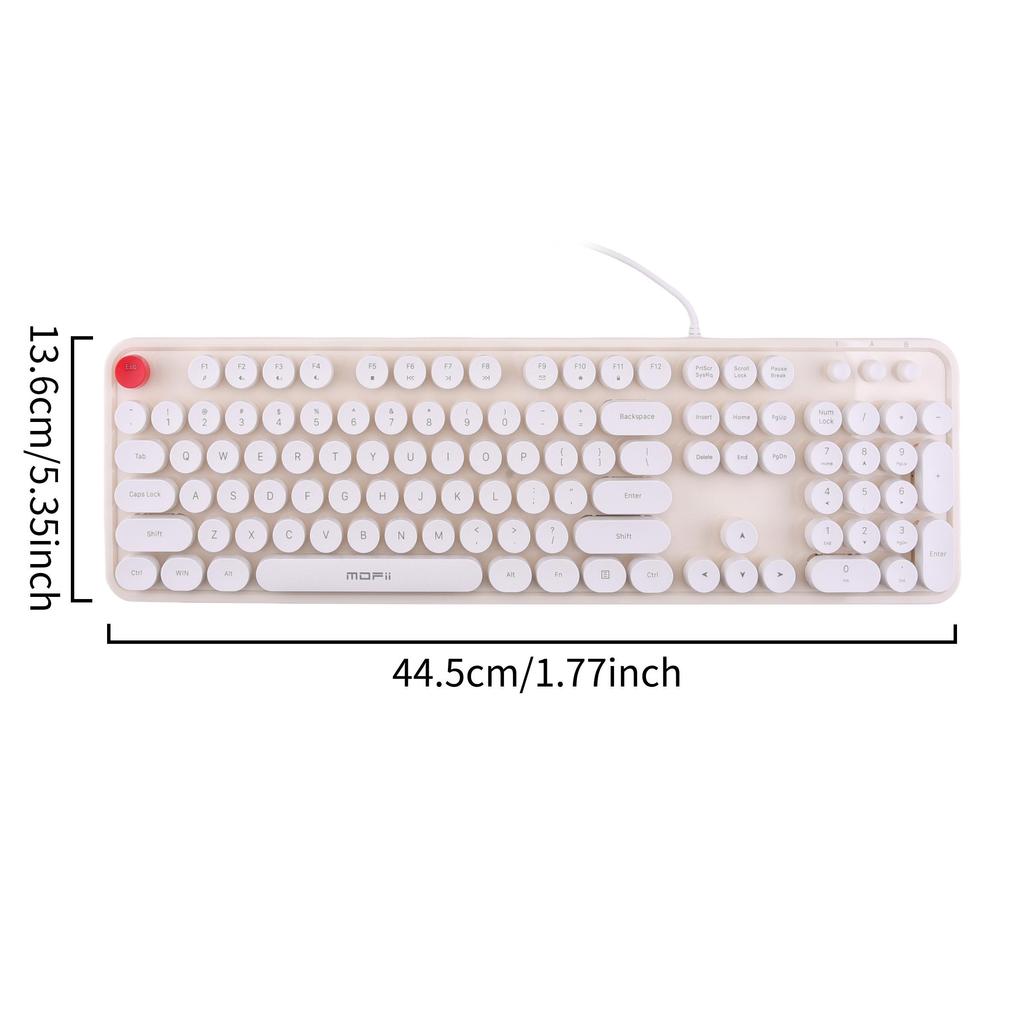 Mofii 104-клавишная мембранная клавиатура с симпатичным внешним видом и круглыми клавишами в стиле ретро, проводная, совместимая с ноутбуком,