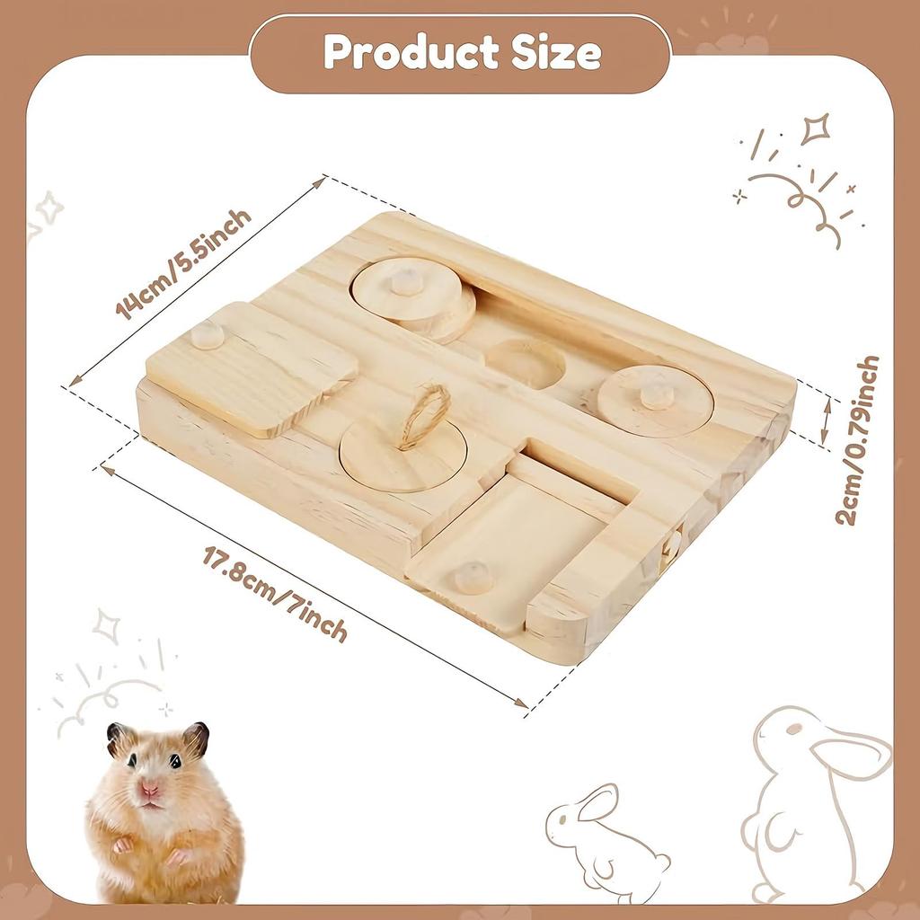 Foraging Toys For Rabbits Interactive Wooden Small Animal Dispenser Cute Pet Puzzle Toys For Indoor Feeding Cage Play Pet Home