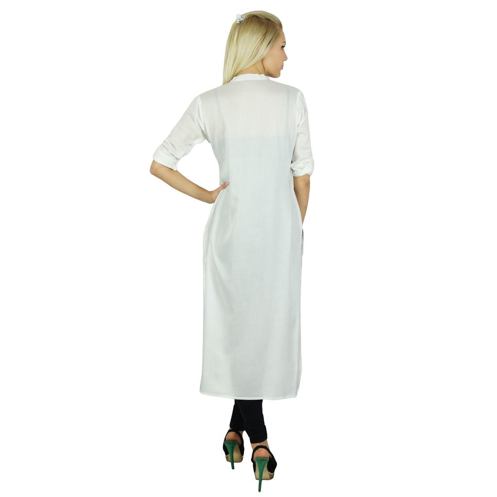 Bimba Women Classic Cotton Custom Kurti 3 4th Sleeve Formal Long Blouse