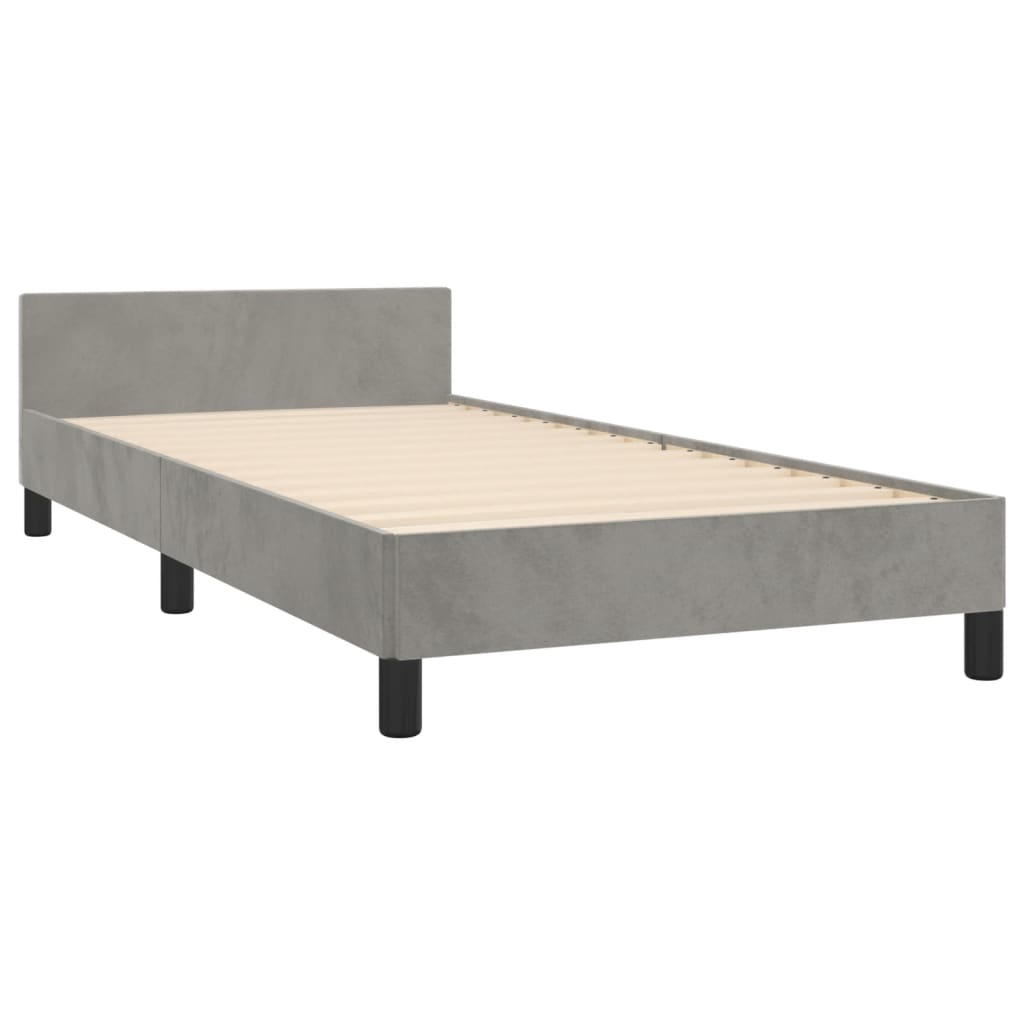 Bed Frame without Mattress Light Grey 90x190 cm Velvet
