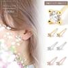 [Noelmarket] Earrings Compatible with Metal Allergies Leave It On Simple Smaller Diamond Cute Ladies Popularity Silver 925 (Silver)