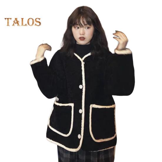 Женское осенне-зимнее пальто, однобортное, однотонное, свободные накладные карманы, термостойкий кардиган с длинными рукавами, повседневная куртка