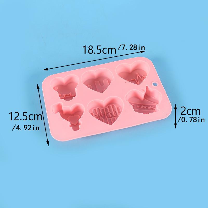 1/2pcs 6 Holes Love Silicone Candy Mold DIY Heart Shaped Candle Soap Mould Chocolate Pudding Jelly Cake Decoration Baking Tool