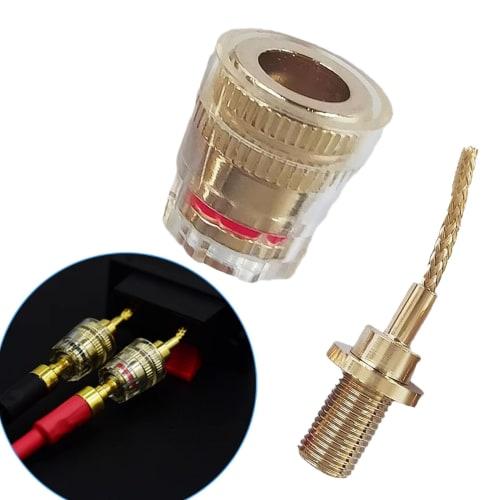 YFFSFDC Banana Plug Conversion Connectors to 4mm Speaker Cable Connectors, Audio Jack Connectors for Speaker Cables (2 Pairs)