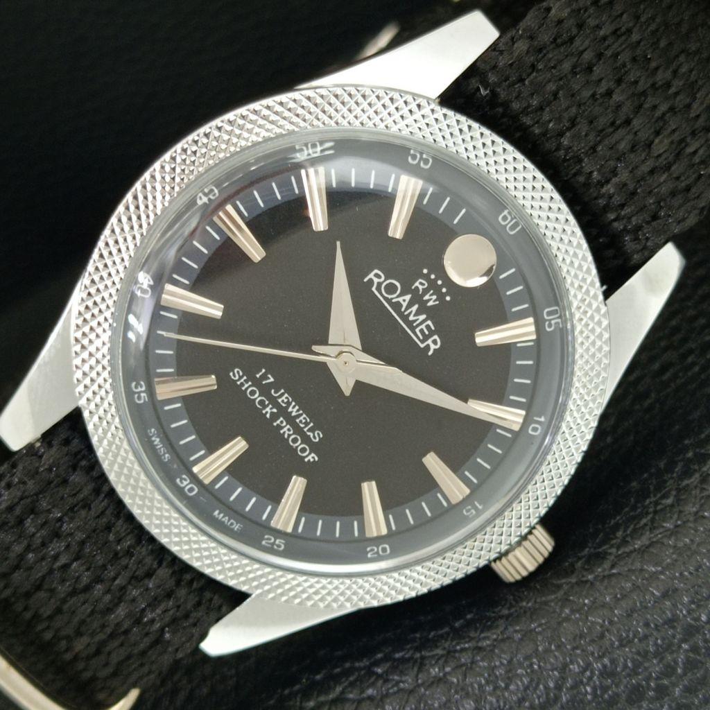 ROAMER Швейцарские часы с ручным заводом, черный циферблат, ОТРЕСТАВРИРОВАННЫЕ a444911-1