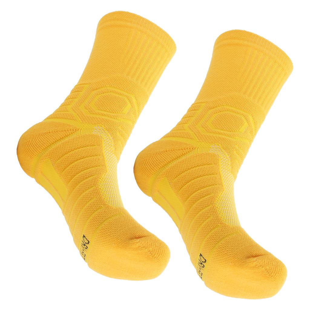 1 пара спортивных нескользящих носков, дышащие носки для баскетбола, футбола, атлетики, с защитой(желтый )