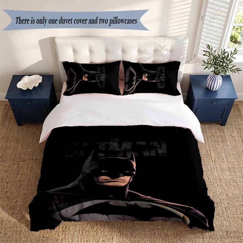 Batman 3‑Piece Bedding Set Soft Microfiber Duvet Cover Pillowcases Comfortable Bed Linen for Bedroom Decoration