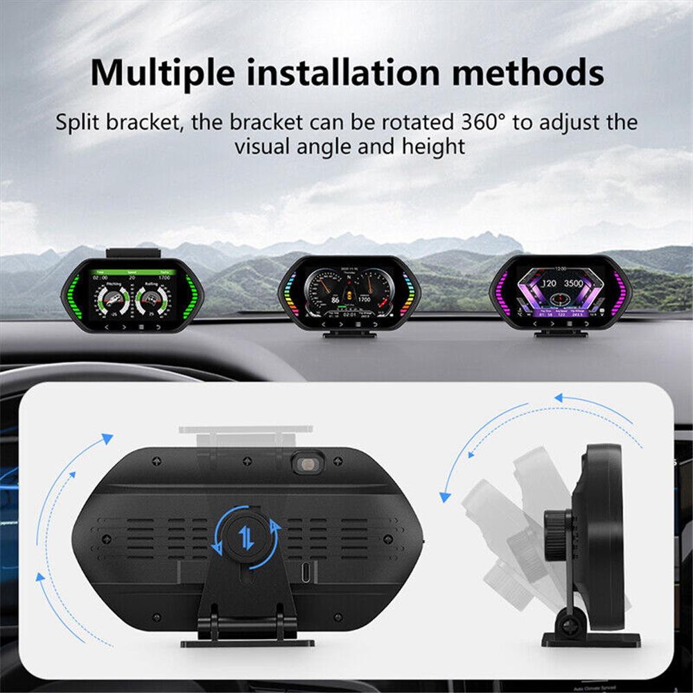 4,5-дюймовый автомобильный OBD2 HUD GPS-дисплей с ЖК-дисплеем, детектор наклона, измеритель наклона