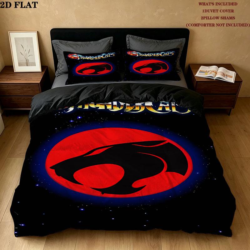 Thundercats Pattern Bedding Quilt Set Quilt Cover Pillowcase Home Birthday Gift(1 * duvet cover + 2 * pillowcase, without core)