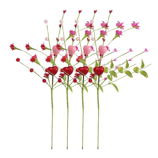 Yousheng Valentine's Day Artificial Berry Stems Pink Red Heart Shaped Berry Picks for Valentine's Day Wedding Party Anniversary Table Home Decor