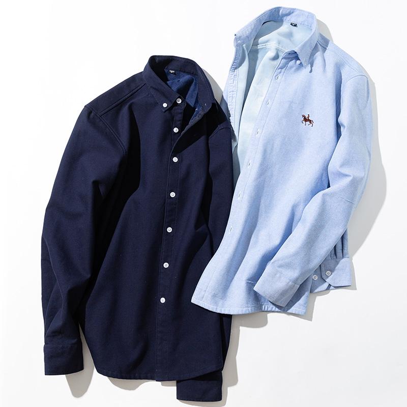 Теплые рубашки из хлопка оксфорд однотонные с длинным рукавом зимняя деловая повседневная одежда логотип 2 слоя