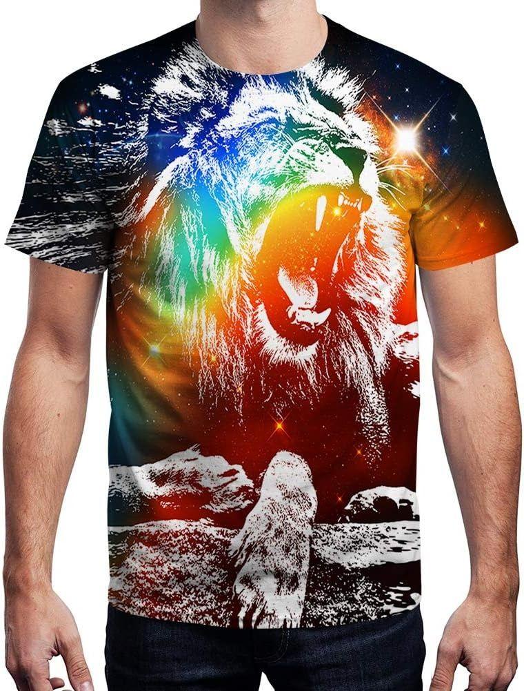 Summer Lion Animal Graphic T-Shirts 3D Print Men's Fashion Short Sleeve O-Neck T Shirt Casual Harajuku Y2K Top Tees Men Clothing