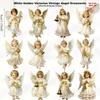 36pcs Artificial Wood Hanging Ornaments Vintage Christmas Angel Wooden Pendants for Holiday Home Outdoor Decor