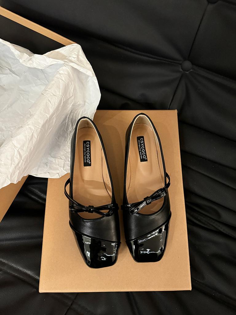 Французский дизайн, черные туфли с квадратной головкой, женские туфли, новинка 2025 года, весна-осень, ретро, вечерние туфли для поездок на работу