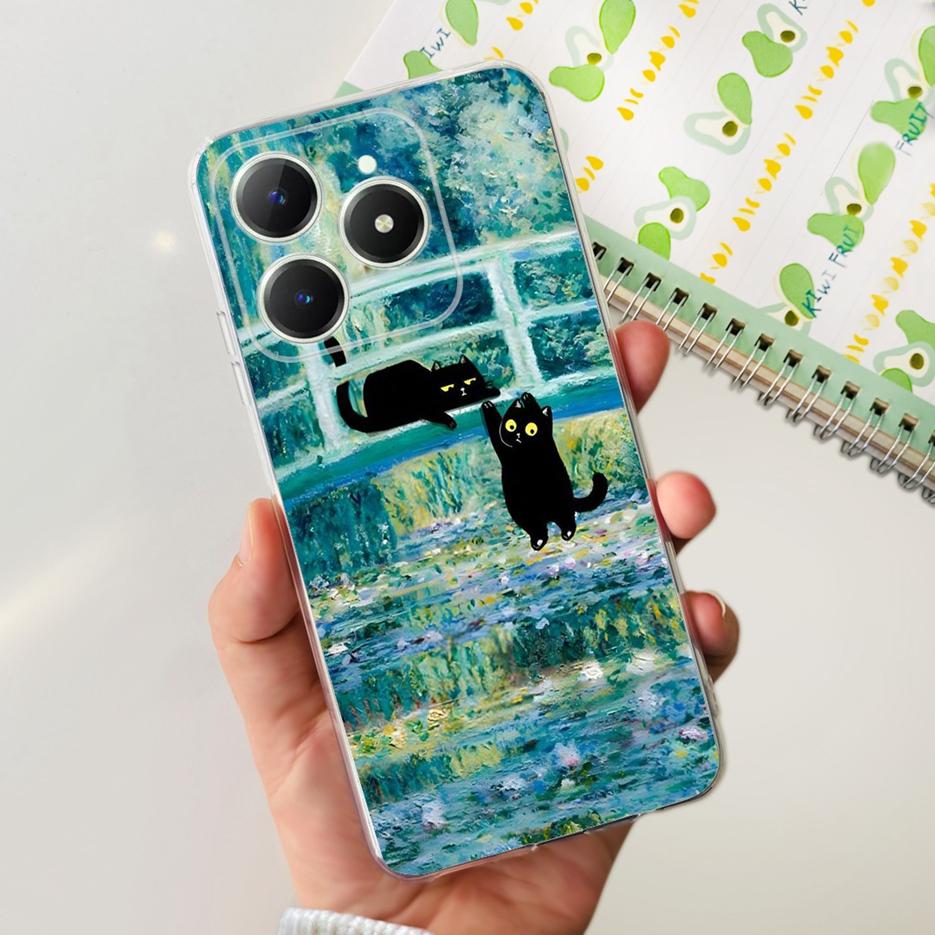 For Realme C61 Case RMX3939 Cute Panda Cartoon Painted Cover Soft Slim Phone Case For Realme C63 C 61 RealmeC61 RealmeC63 Bumper