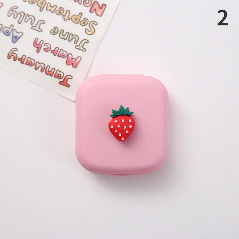Портативная милая однотонная коробка для контактных линз с фруктами и конфетами, чехол для линз для ухода за глазами, чехол для очков, держатель, контейнер, подарок