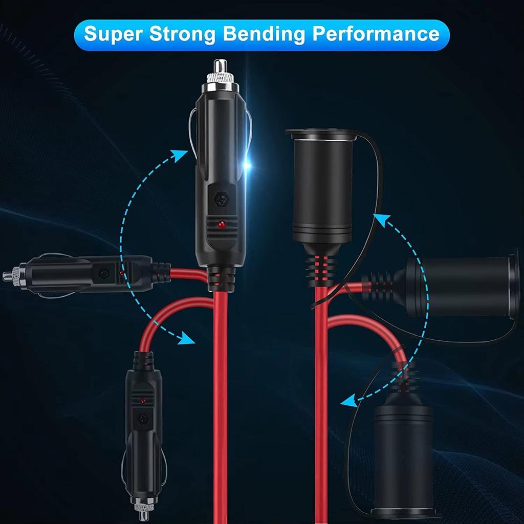 Car Cigarette Lighter Extension Cord 3.6M 16AWG Car Splitter Charger Cable Socket Plug Auto Accessories