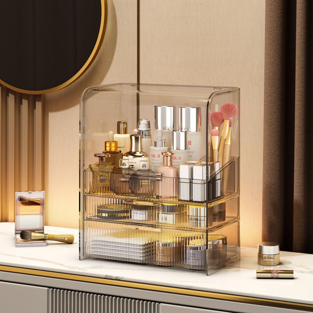 Light Luxury Transparent Storage Box Cosmetics Storage Box Lipstick Skin Care Makeup Box Ins Desktop Box