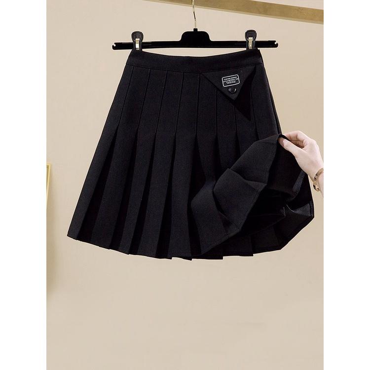 Autumn and Winter New High Waist Thin Pleated Skirt College Style a Word Half