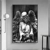Black And White Angel Statue Canvas Wall Art Posters And Prints Angel Wings Sculpture Picture On Wall Painting For Living Room
