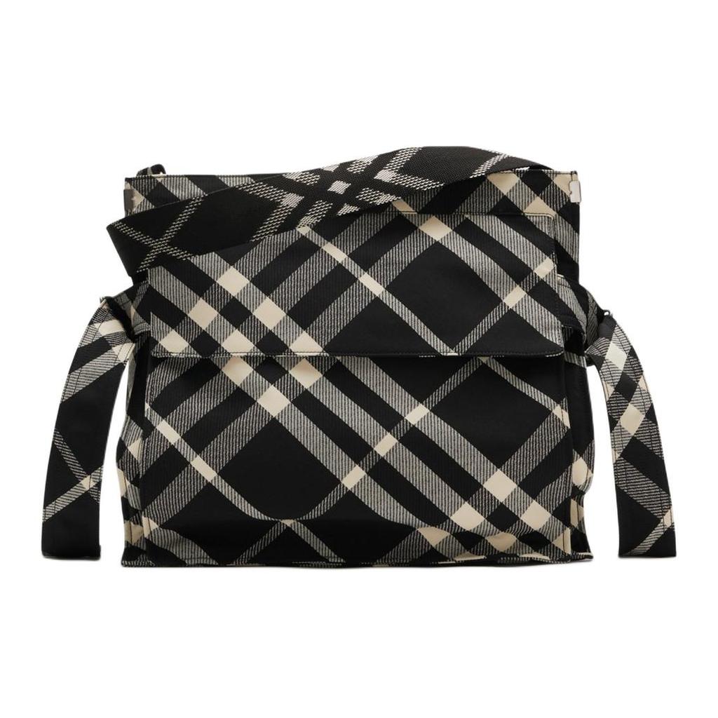 Burberry Проверьте плетеную сумку-мессенджер черную бежевую большую через плечо на плечо для женщин для ежедневных поездок на работу путешествий 80950141