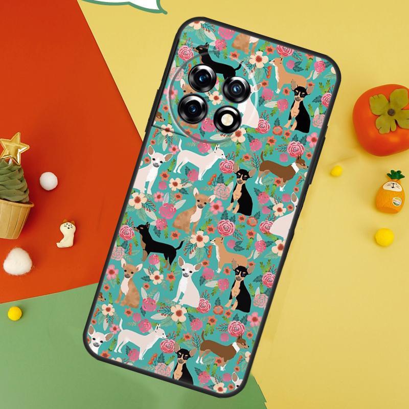 Chihuahua Face Floral Dog Case For OnePlus Nord 5 CE 2 3 4 Lite N20 N30 OnePlus 15 13 12 11 10 10T 12R 13T 13R Cover