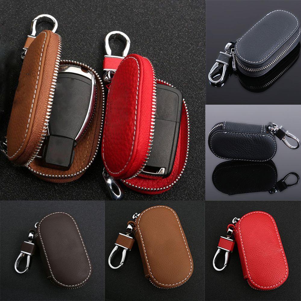 Waterproof Coin Purse Solid Zipper Car Key Bag Leather Case Key Cover