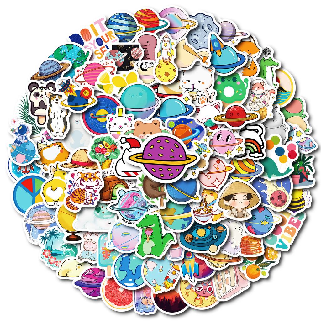 100 Ins Small Size 4Cm Graffiti Stickers Cartoon Hand-Painted Stickers Waterproof Decoration