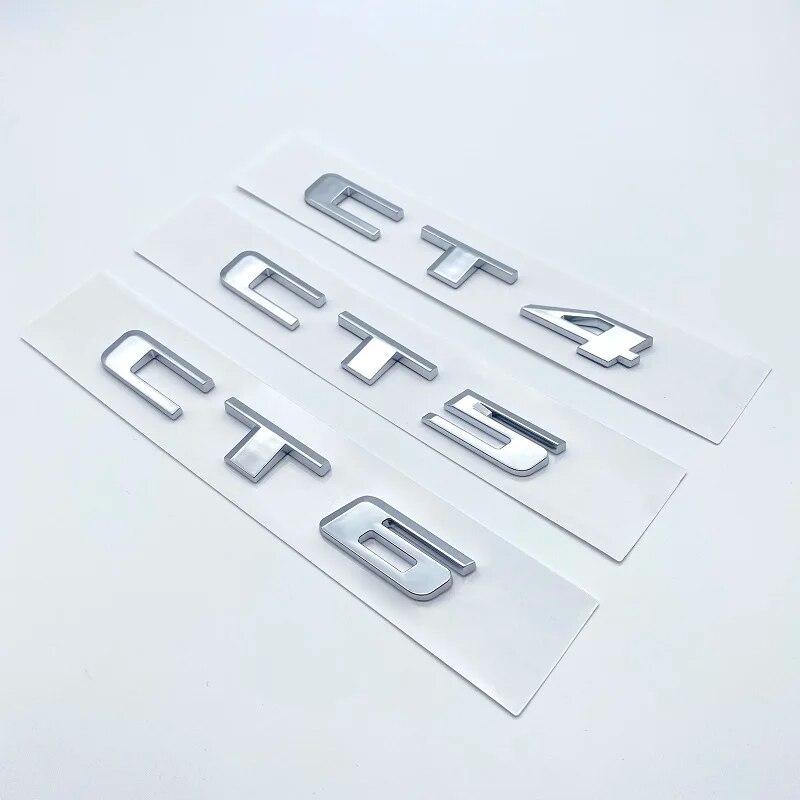 3D ABS Black Silver Letters Numbers Logo Stickers For Cadillac CT4 CT5 CT6 Car Rear Trunk Emblem Accessories