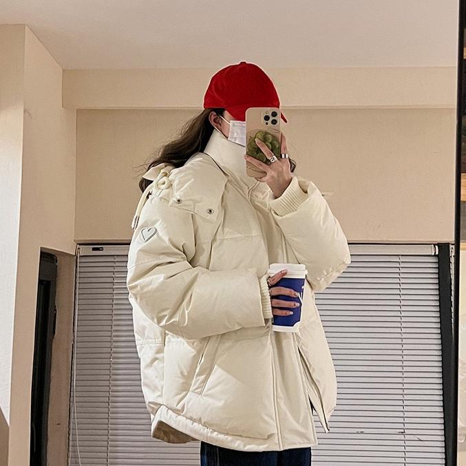 Gery пуховик хлопковый женский с капюшоном парки зимнее стеганое пальто толстый теплый вышитый Love свободный пуховик женская зимняя верхняя одежда