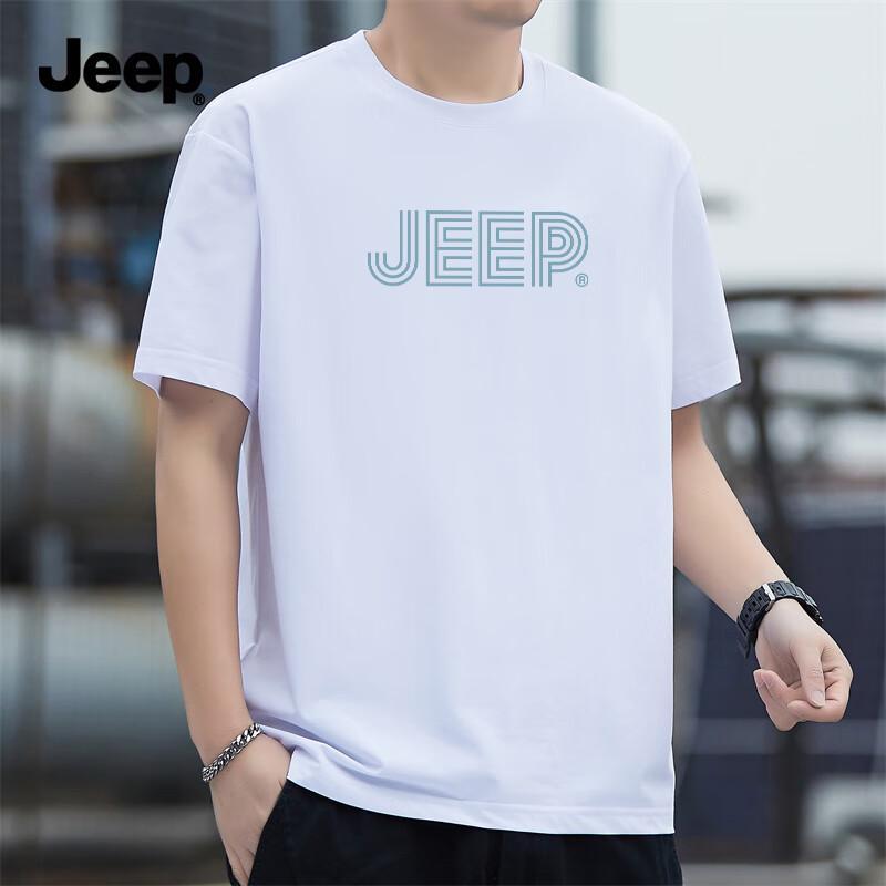 Jeep Мужская повседневная футболка с коротким рукавом из чистого хлопка