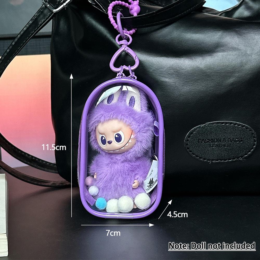 Прозрачный защитный чехол для Labubu V4 Vivid Protector Case Аксессуары для кукол Пылезащитный органайзер с брелоком