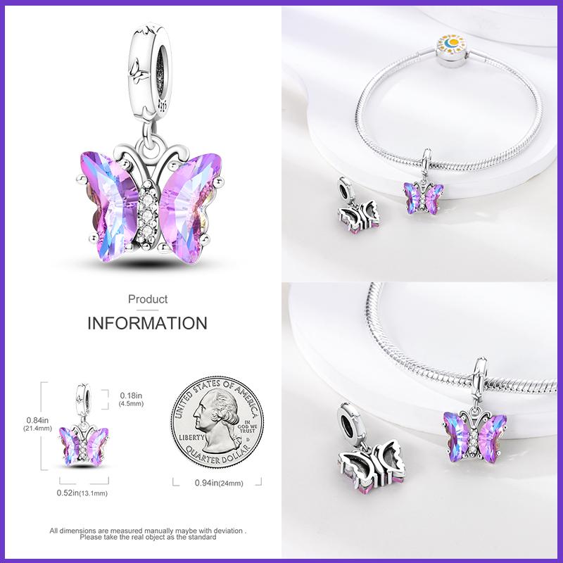 100% 925 Silver Fantasy Flying Dragon Mysterious Butterfly Charms Pendants Fit Qikaola Original Bracelets DIY Jewelry
