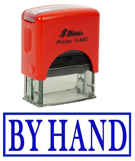 BY HAND Self Inking Rubber Stamp Office Stationary Custom Shiny Stamp