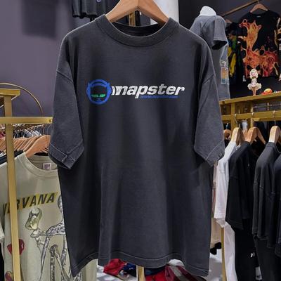 1999 Napster 'Спасибо за то, что поделились' Редкая черная выстиранная футболка Мужская L Унисекс Футболка